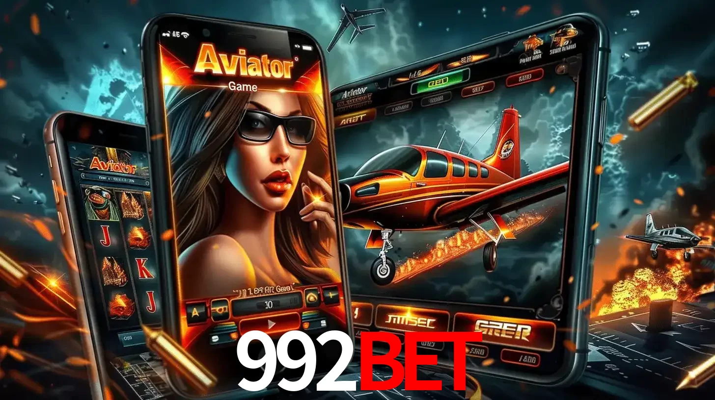 O popular jogo de apostas Aviator exibido em vários celulares e tablets, mostrando a interface emocionante e a ação de voo disponíveis para jogar agora no 992BET.