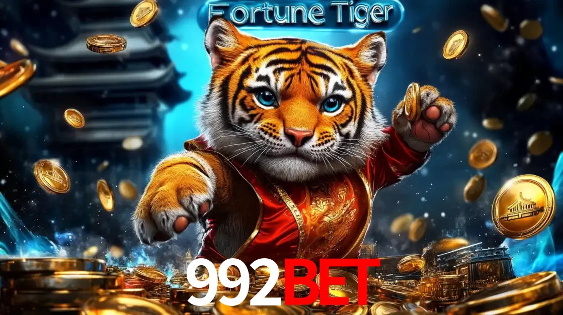 Imagem promocional do jogo de slot Fortune Tiger, com um tigre majestoso em traje tradicional cercado por uma fortuna em moedas de ouro, disponível agora no cassino 992BET.